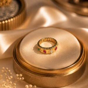 دبلة زفاف ومحبس بلاتينوم وذهب أبيض وأصفر عيار 18